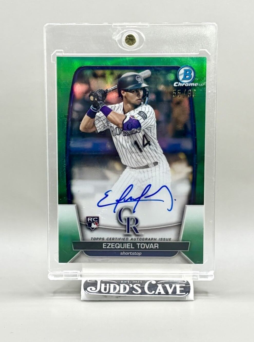 🚨 2023 Bowman Chrome Ezequiel Tovar Green Refractor Rockies RC Auto /99 ⚾️